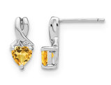 4/5 Carat (ctw) Natural Citrine Heart Drop Earrings in Sterling Silver